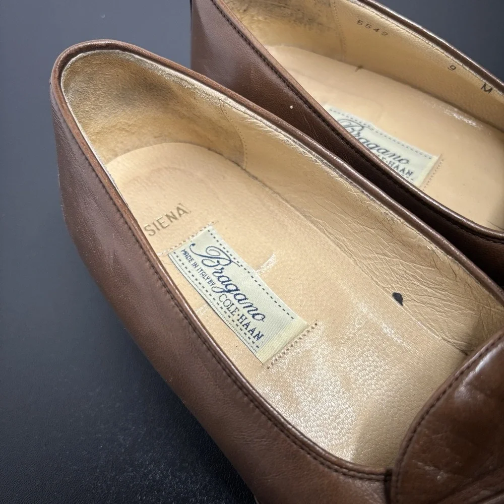 BRAGANO Cole Haan Men's Brown Tassel Loafers Dress Shoes Sz 9 M Leather Italy